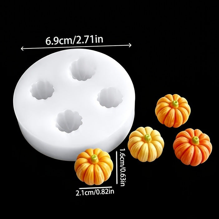 Set of four mini pumpkin silicone molds for DIY baking, creating realistic pumpkin-shaped chocolate, candy, and cake molds…