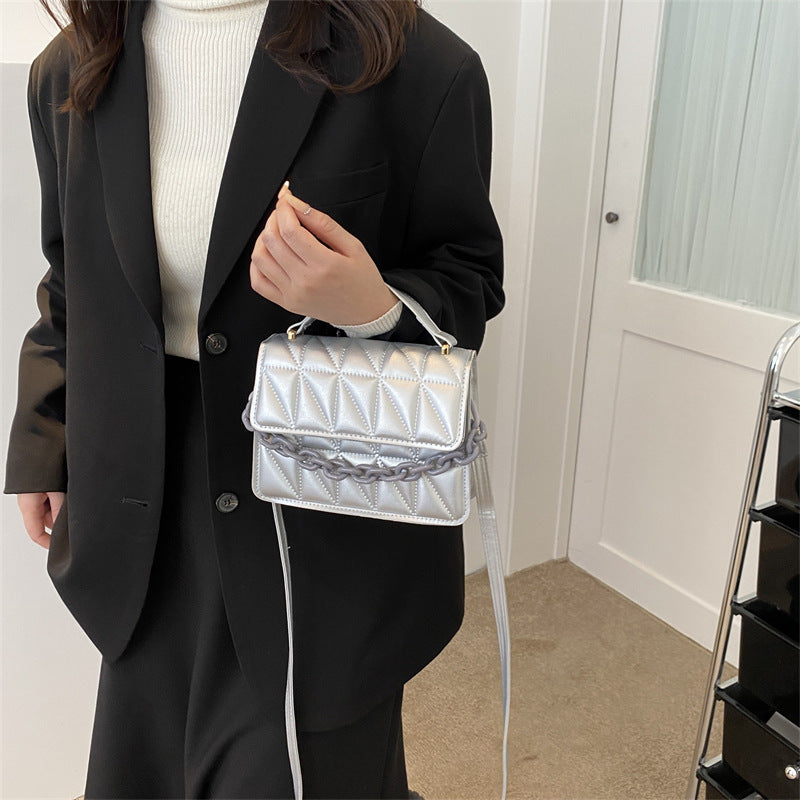 Casual Design Retro Handheld Small Square Bag Women's Bag 2024 Autumn and Winter New Chain Bag Single Shoulder Crossbody…
