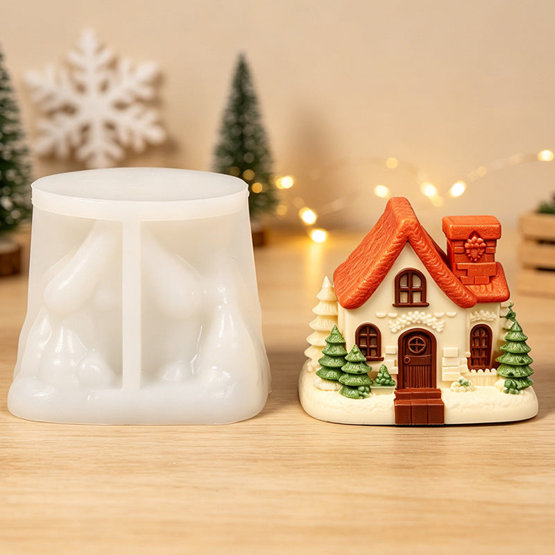 Christmas Cottage Scented Candle Resin Mold Holiday Home Living Room Study Tabletop Ornament Atmosphere Decoration - image 2