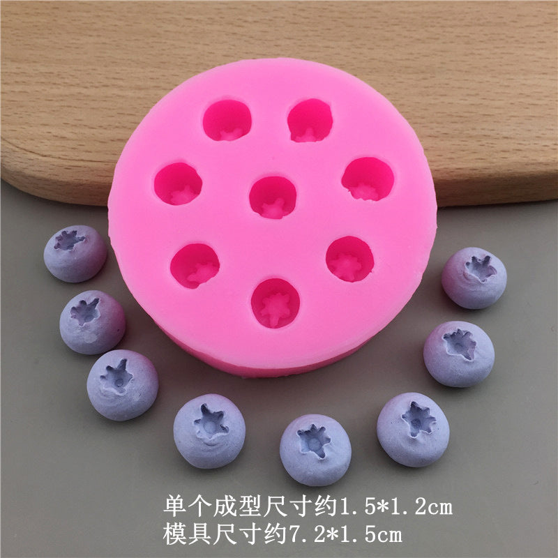 DIY Fruit Series Blueberry Raspberry Silicone Mold Chocolate Fondant Candy Gum Gypsum Decorative Tool - L 8-hole blueberry…