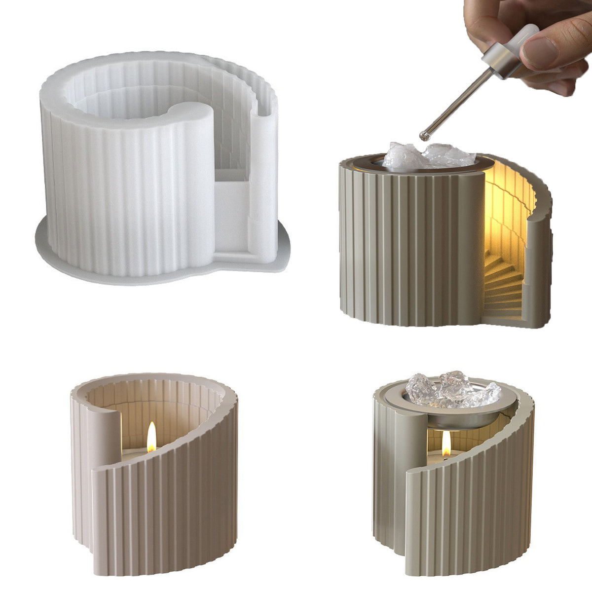 Rotating Staircase Castle Aromatherapy Stove Resin Silicone Mold Glue DIY Ladder Castle Plaster Incense Burner Candle Cup