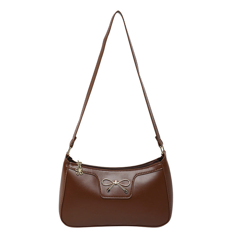 Women's Bag with Fashionable Bow, Solid Color, New Korean Style, Trendy Texture, Stylish Commuter Shoulder Bag, Underarm…