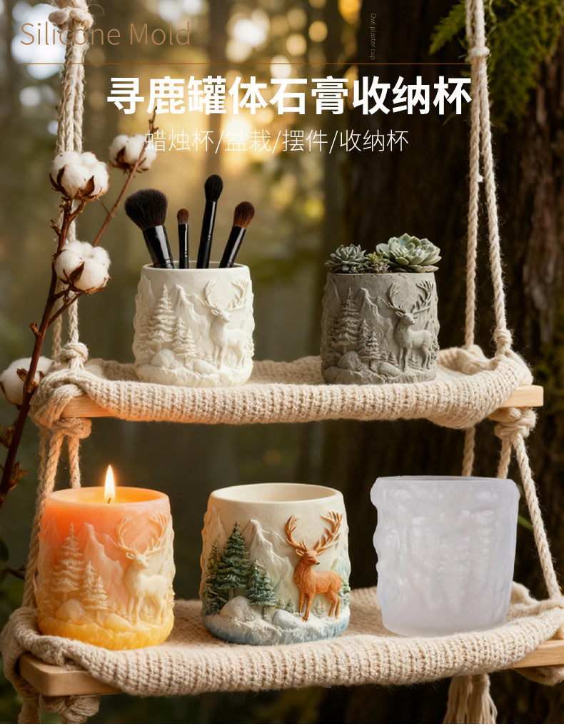 Yindiansenlu Cement Aromatherapy Plaster Cup Mold DIY Resin Storage Cup Flower Pot Ornament Silicone Mold - image 7