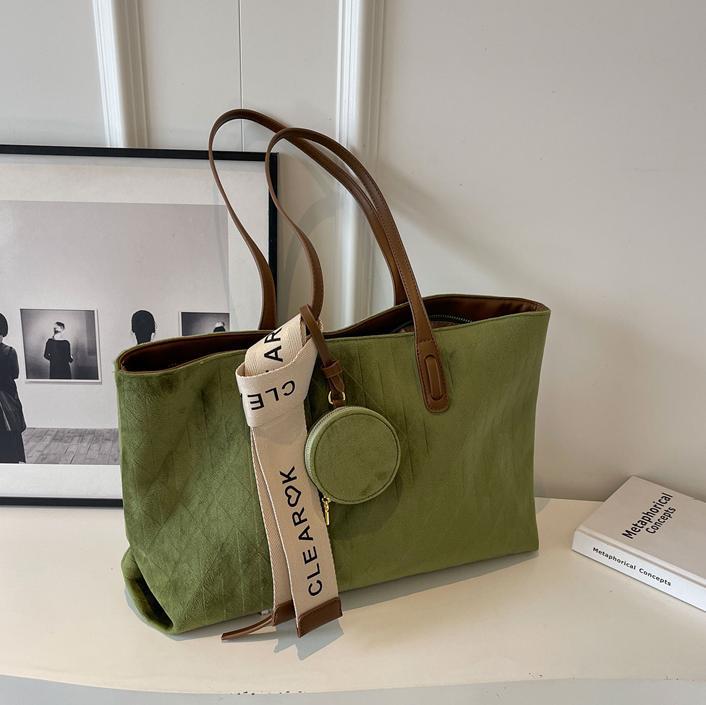 Cross-Border Hot-Selling Women's Large-Capacity 2026 New Matte Retro Suede Shoulder Bag Trendy Fashion Tote Bag - image 2