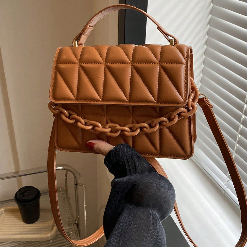Casual Design Retro Handheld Small Square Bag Women's Bag 2024 Autumn and Winter New Chain Bag Single Shoulder Crossbody…