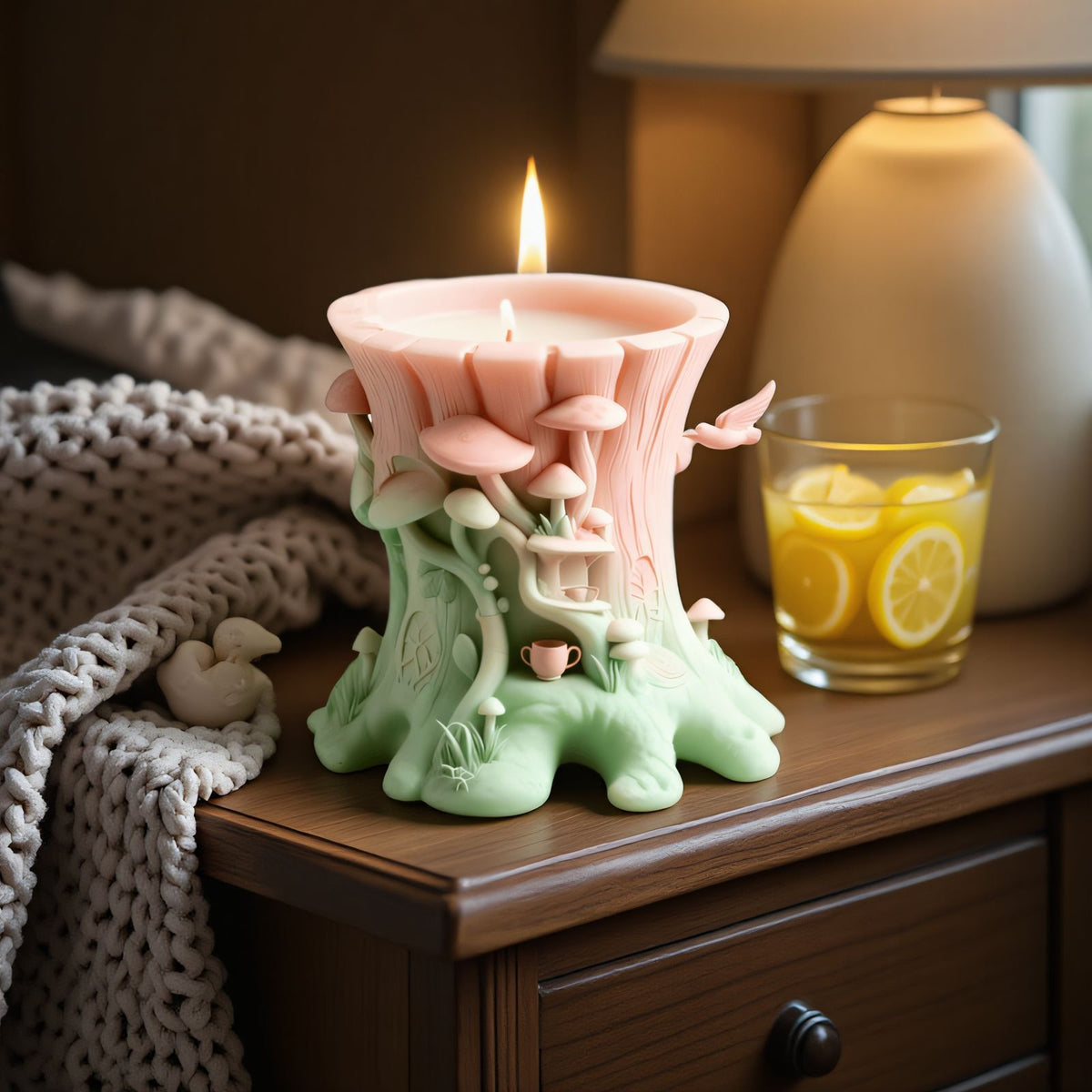 Printed Tree Stump Aromatherapy Plaster Cup Mold DIY Resin Storage Cup Flower Pot Ornament Silicone Mold - image 3