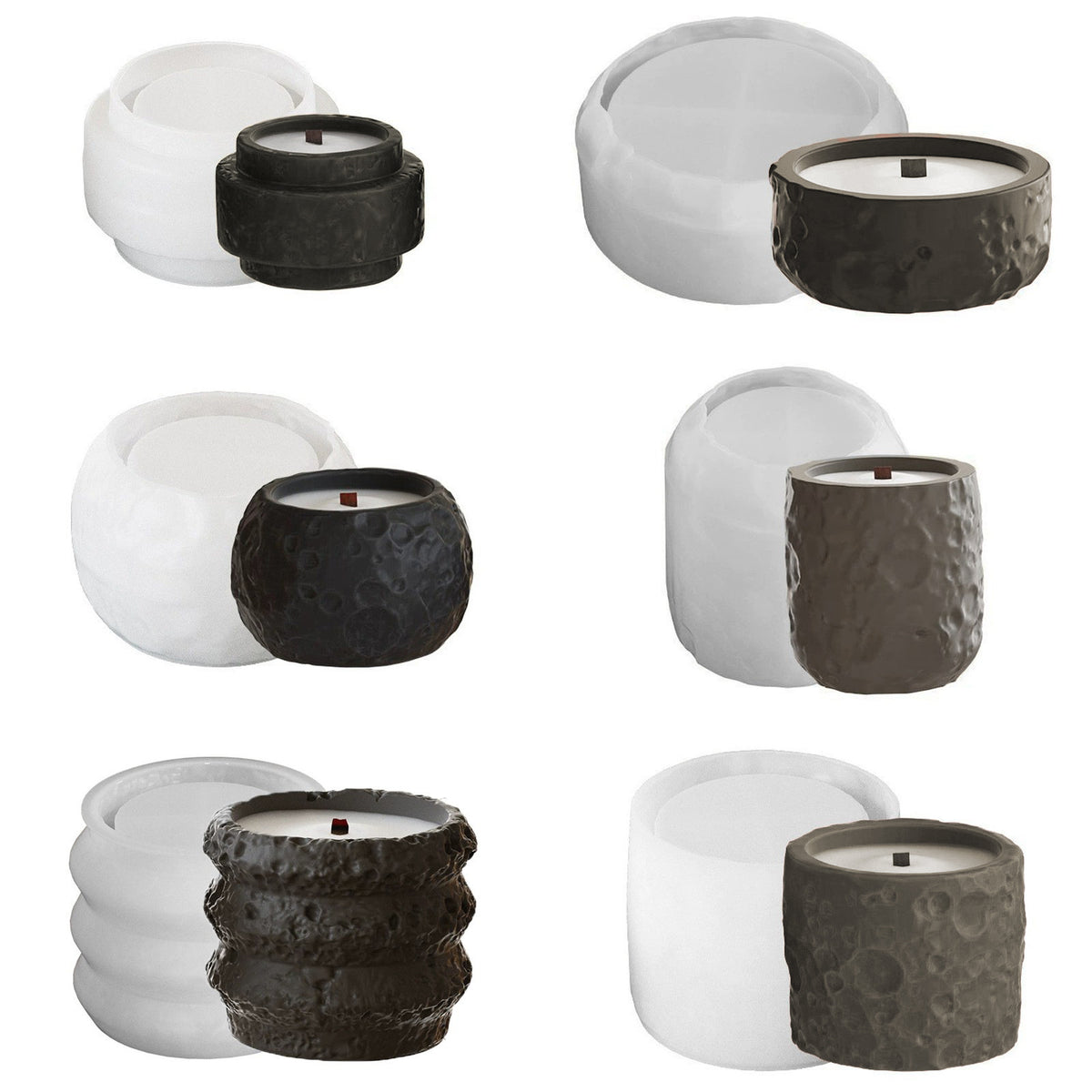 Moon Stone Pattern Aromatherapy Candle Cup Silicone Mold Glue Drop Diy Stone Pattern Road Storage Box Gypsum Cement Ornaments