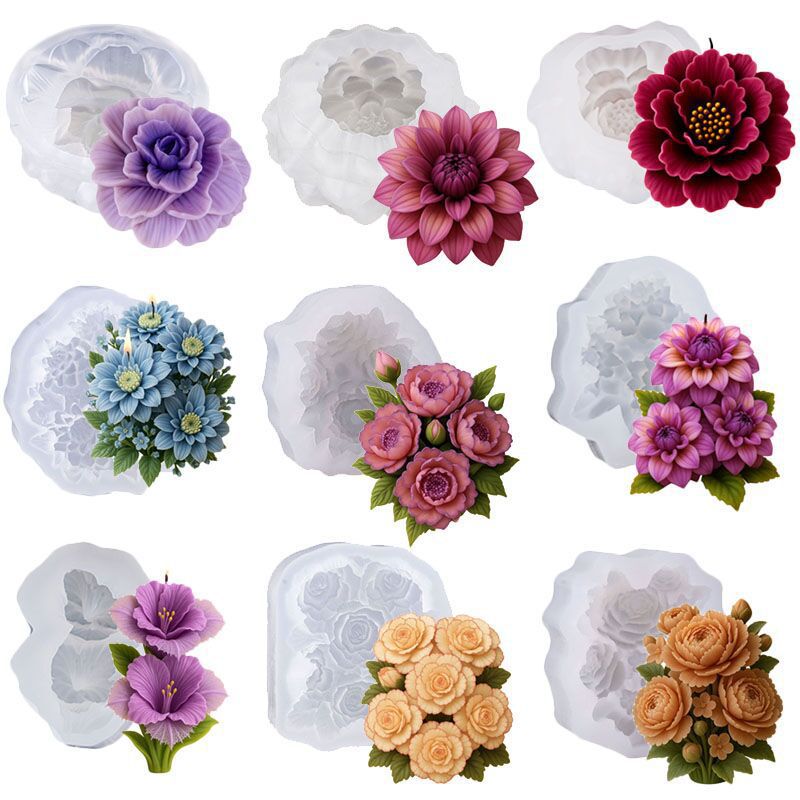 Multiple 3D peony flower silicone molds, mousse cake molds, cake decorating molds, pudding molds
