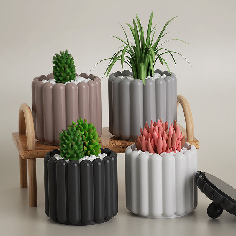 Striped Storage Box Candle Cup Resin Silicone Mold Glue DIY Oval Gypsum Flower Pot Pen Holder Wholesale - image 4