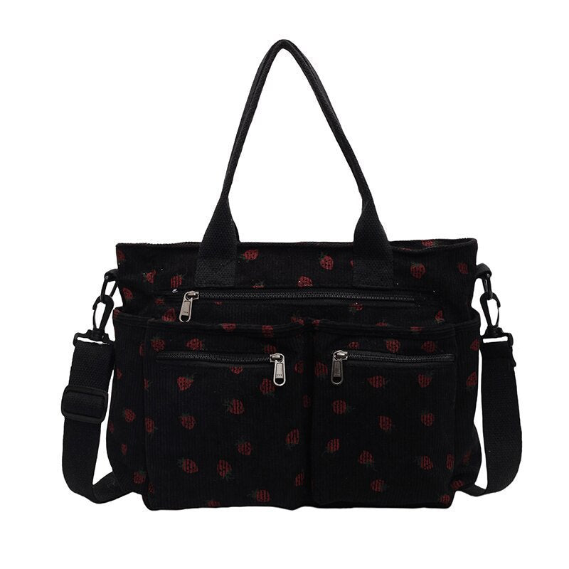Large-Capacity Corduroy Women's Bag, Korean Style Women's Shoulder Crossbody Bag, Versatile Corduroy Handbag for Girls…