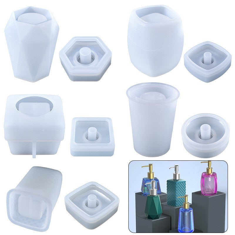 Nordic Simple Ins Style Lotion Bottle Resin Silicone Mold Glue Drop Diy Rhombic Cylindrical Hand Sanitizer Bottle Ornaments…