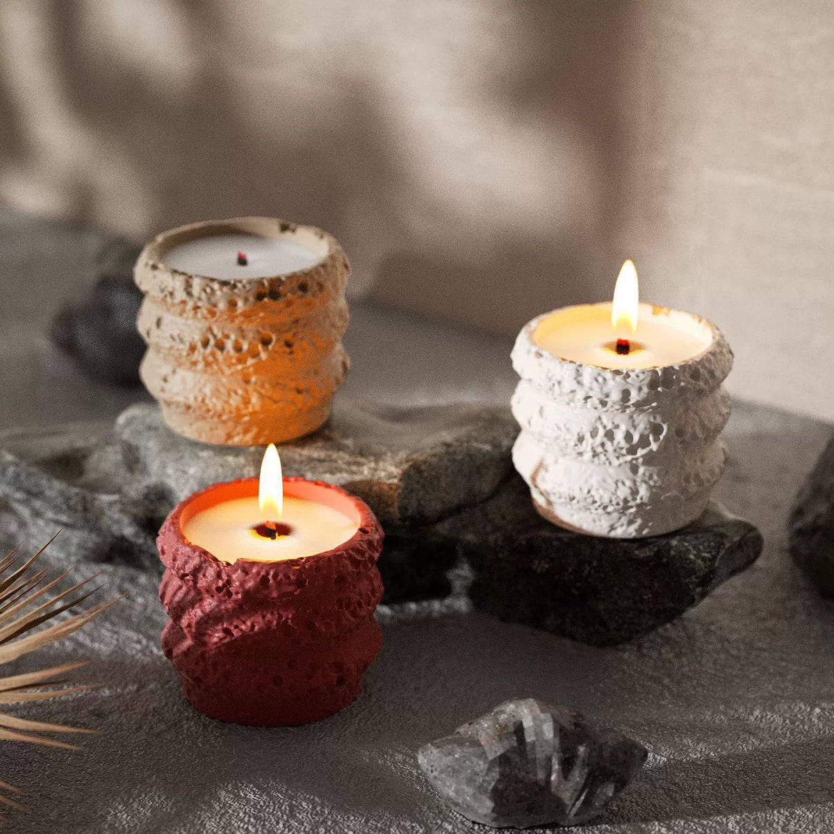 Moon Stone Pattern Aromatherapy Candle Cup Silicone Mold Glue Drop Diy Stone Pattern Road Storage Box Gypsum Cement…