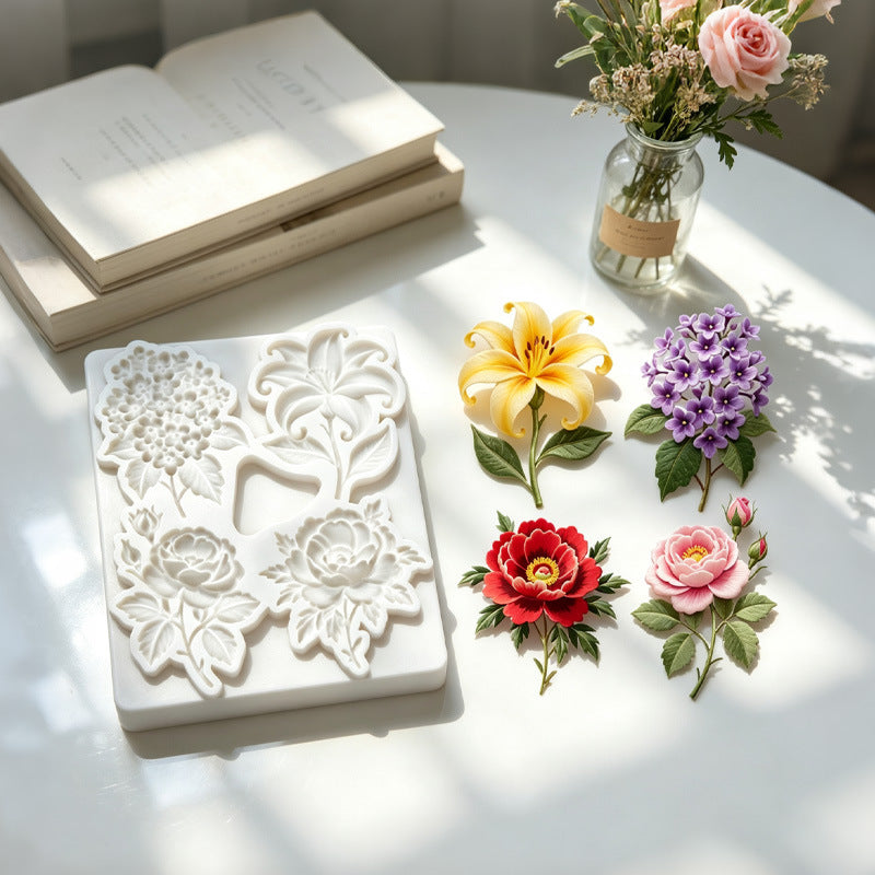 Silicone mold with branches, leaves, flowers, lilies, roses, peonies, hydrangeas, chocolate molds, handmade aromatherapy…