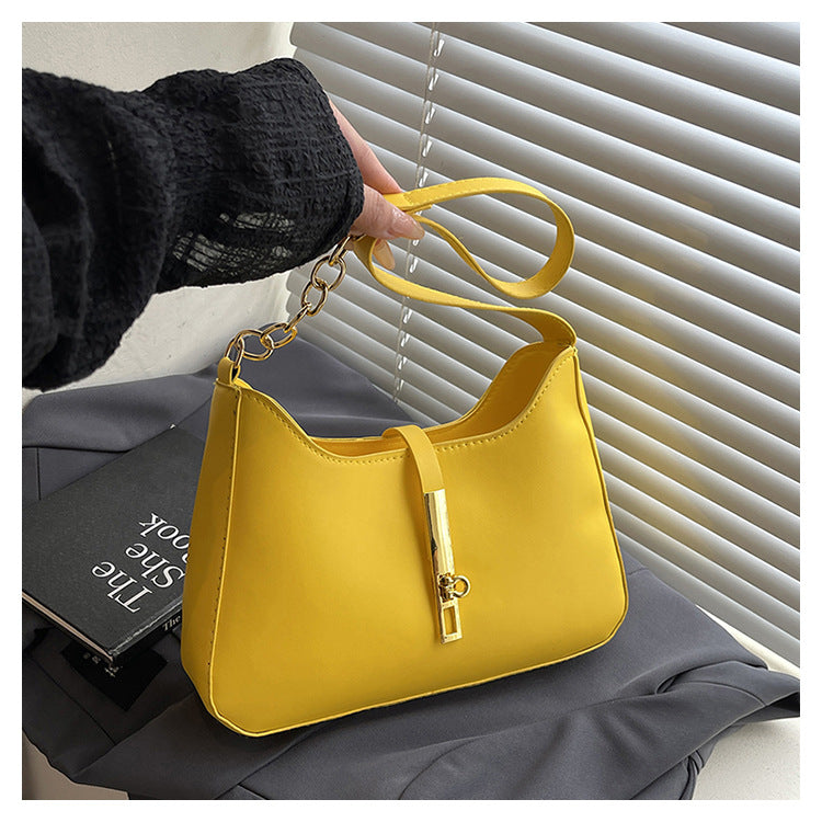 Korean Niche Design Bag for Women 2025 Summer New Texture Handheld Armpit Bag Versatile Fashion Shoulder Bag - Yellow