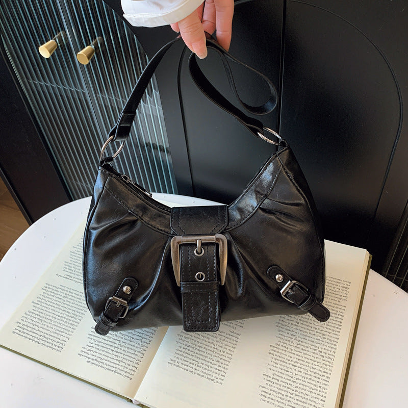 Women's Bag 2026 New Style Single-Shoulder Small Square Bag American Retro Commuter Style Vintage Look Underarm Biker Bag…