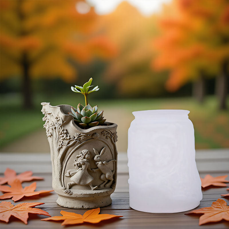 Printed Flower Fairy Cement Aromatherapy Plaster Cup Mold DIY Resin Storage Cup Flower Pot Ornament Silicone Mold - image 3