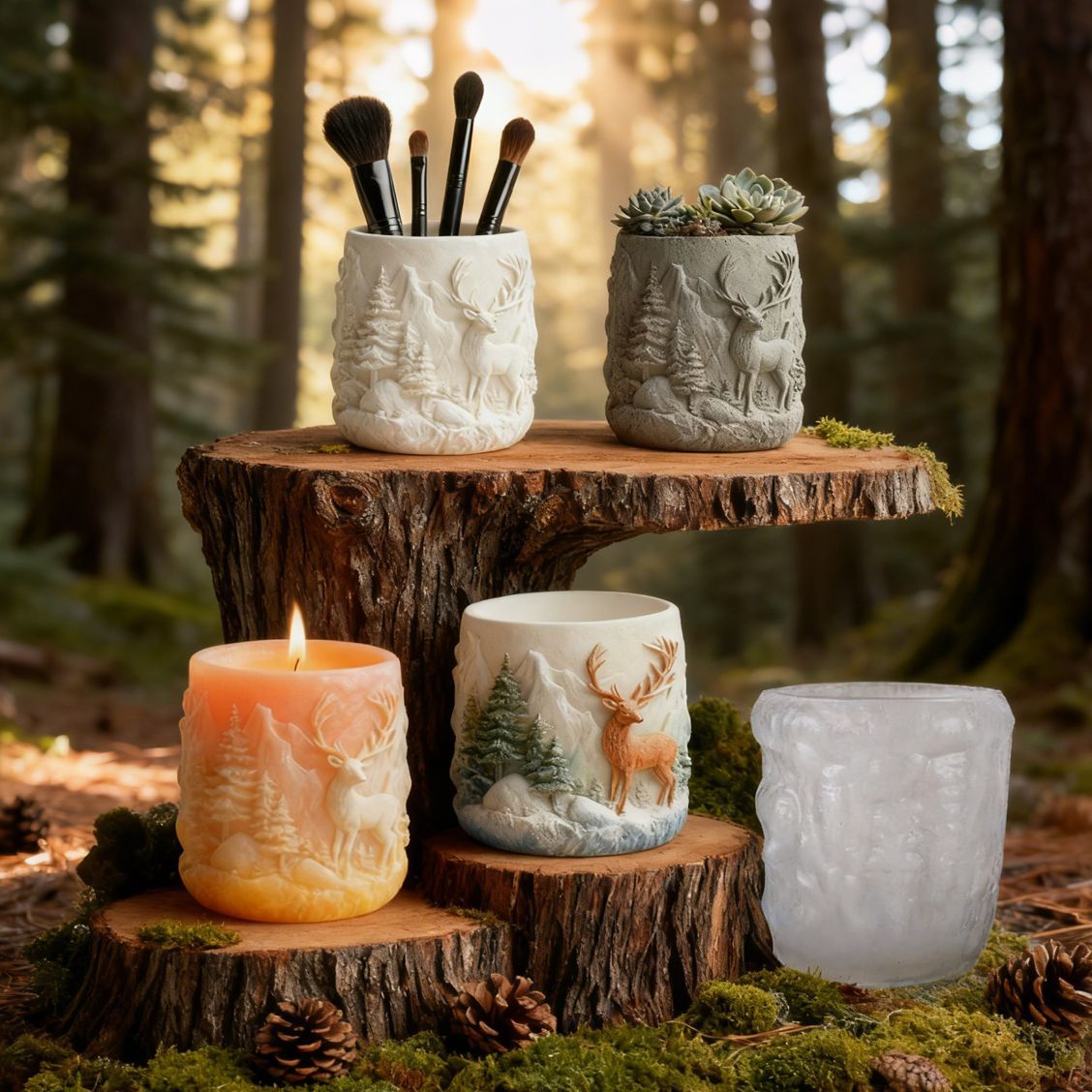 Yindiansenlu Cement Aromatherapy Plaster Cup Mold DIY Resin Storage Cup Flower Pot Ornament Silicone Mold