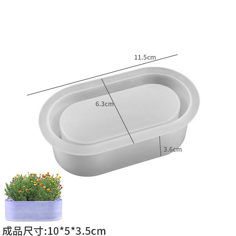 Rectangular smooth stripe oval flowerpot silicone mold crystal drop glue diy diamond surface cylindrical fleshy potted…