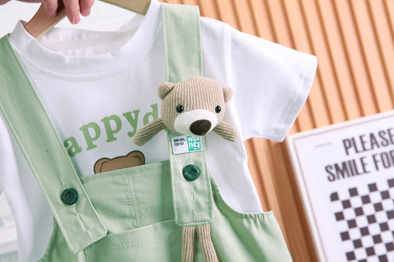 Summer Children Cotton T-shirt Suspender Suit (Available)