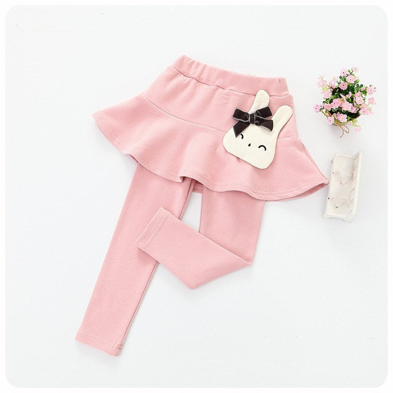 Children's Fake 2 Girls Leggings Cotton Lace Skirt Pants (Available)