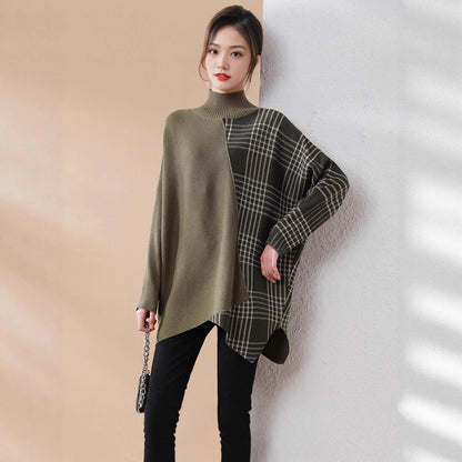 Polyester Women's Batwing Sleeve Mid-length Sweater