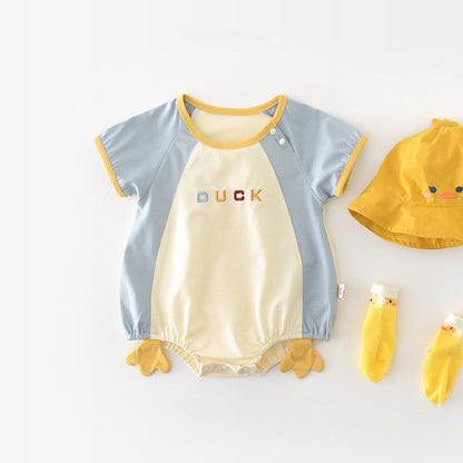 Newborn Contrast Color Short-sleeved Rompers 52857 (Available)
