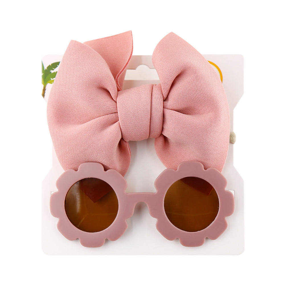 Children's Sunshade Sunglasses Bow Hair Band Two-piece Set (Available)