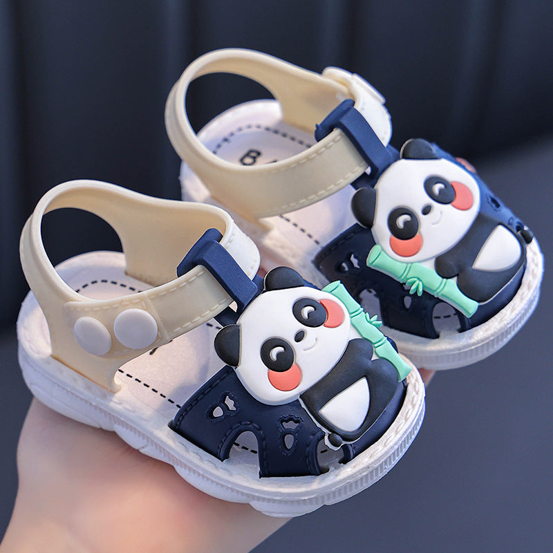 Children's Sandals Cartoon Toddler Closed Toe Hole Shoes Boys Baby Indoor Non-slip Soft Bottom
