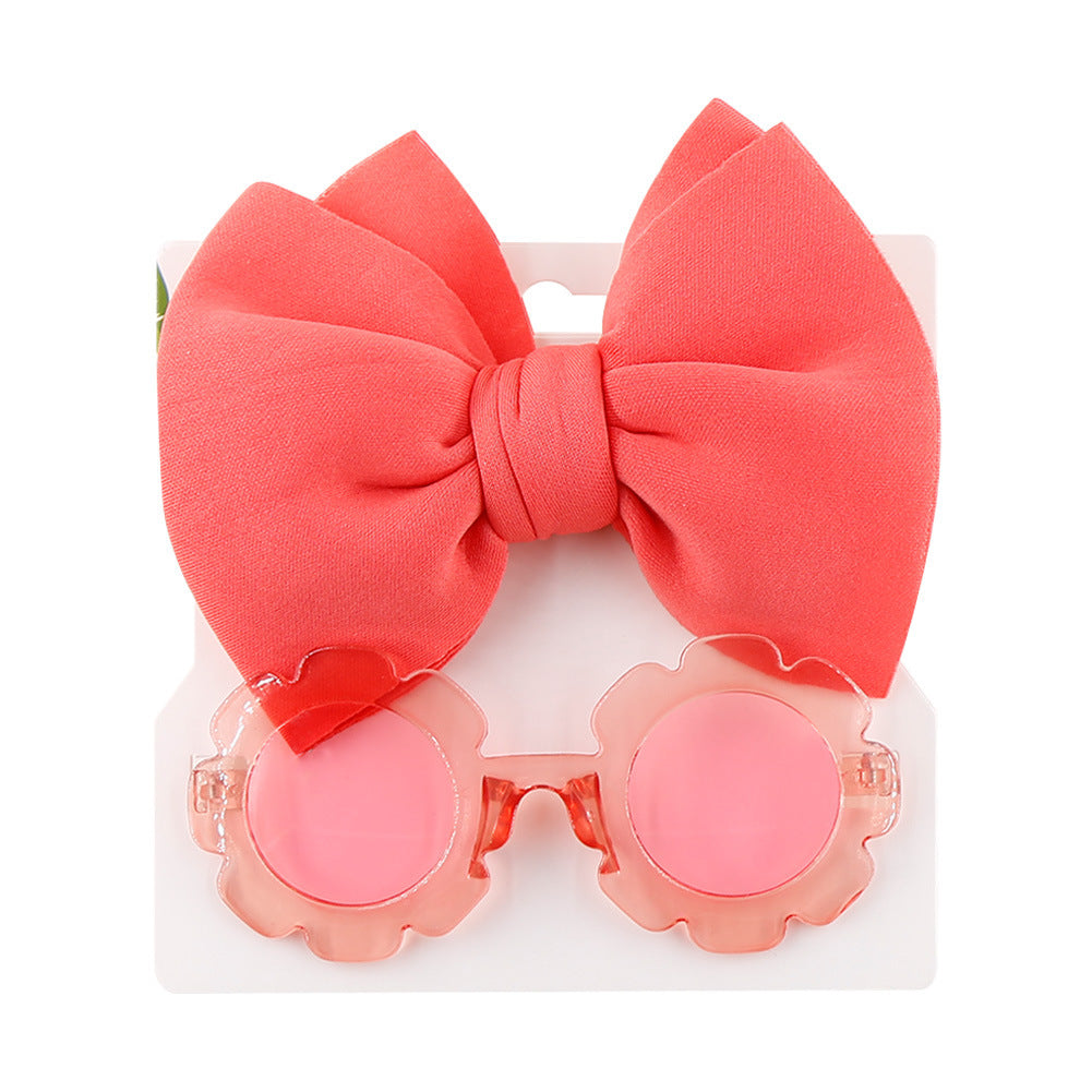 Children's Sunshade Sunglasses Bow Hair Band Two-piece Set (Available)
