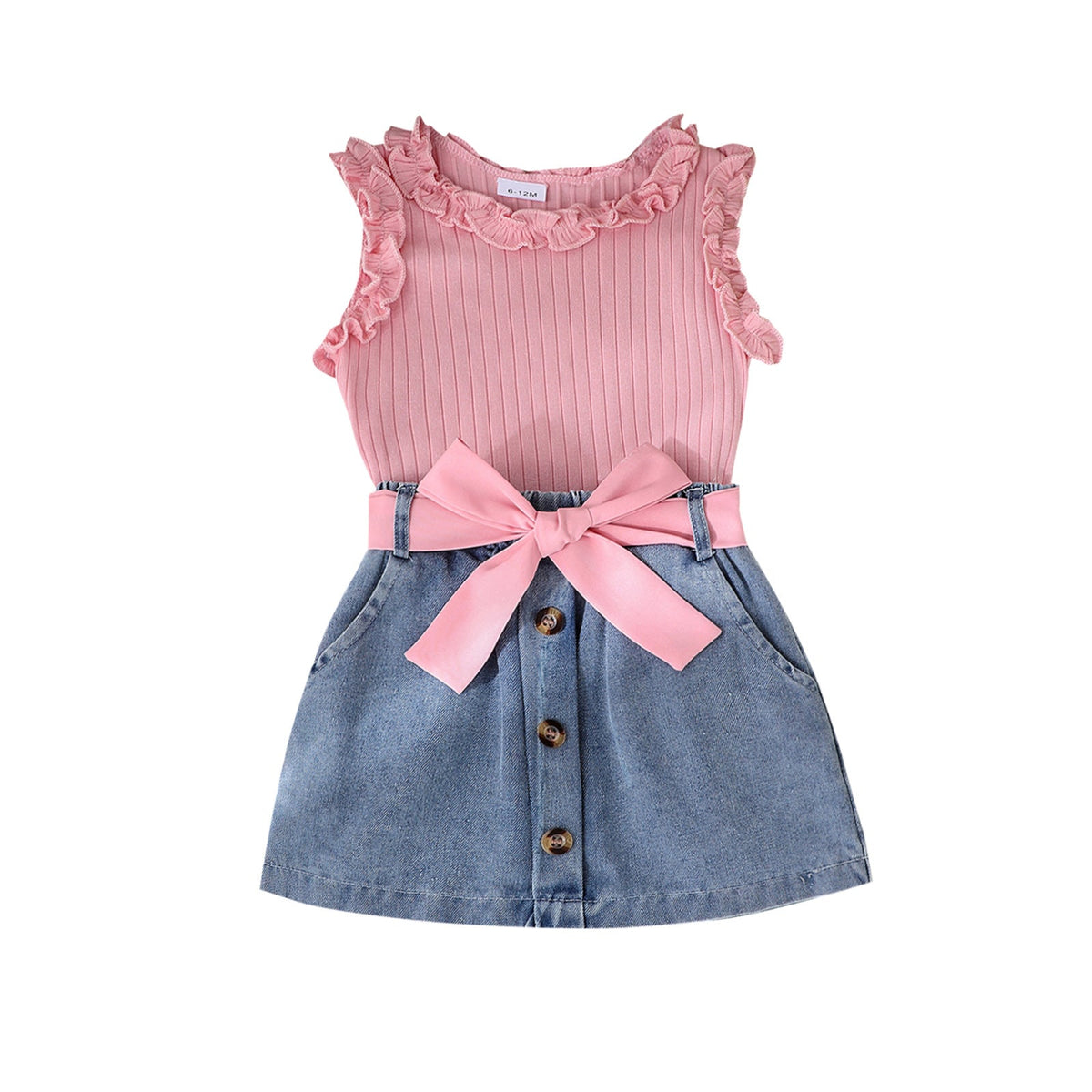 Summer Denim Skirt Belt Three-piece Set (Available)
