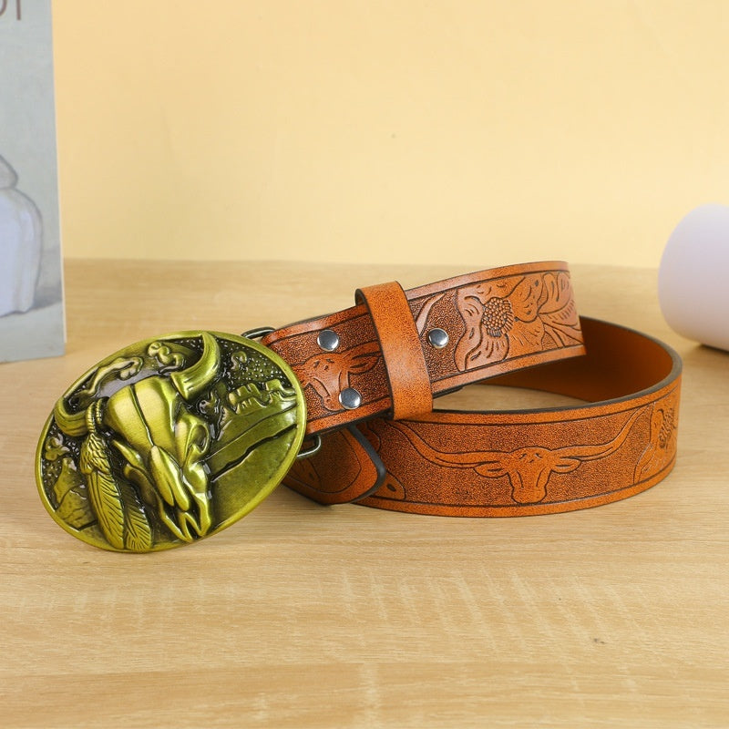Belt Cow Head Buckle Men  (Available)