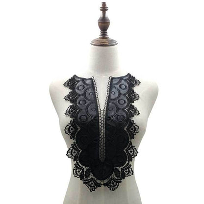 Black Embroidery Collar Venise Sequin Floral Embroidered Applique Lace Neckline Garment Accessories