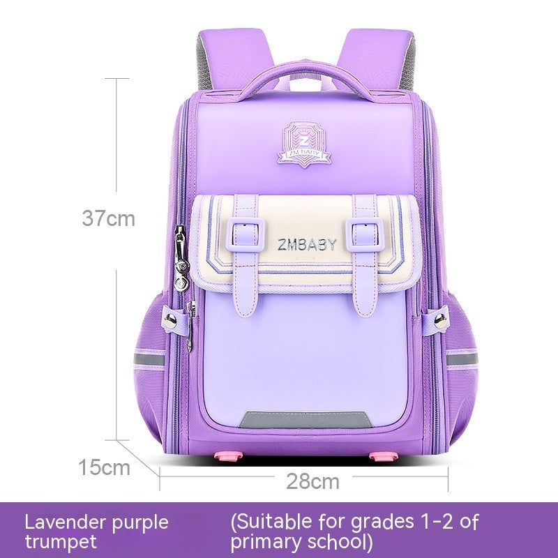 One-piece Open Spine Protection Children's Schoolbag Lightweight