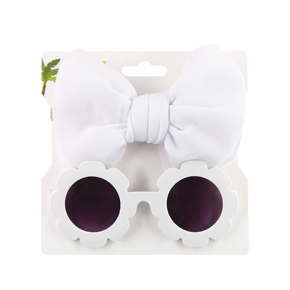 Children's Sunshade Sunglasses Bow Hair Band Two-piece Set (Available)