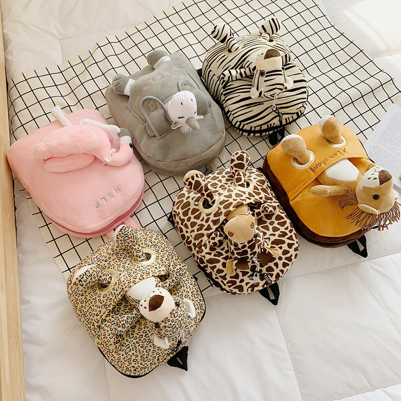 Cartoon Cute Plush Double Shoulders Kindergarten Backpack (Available)