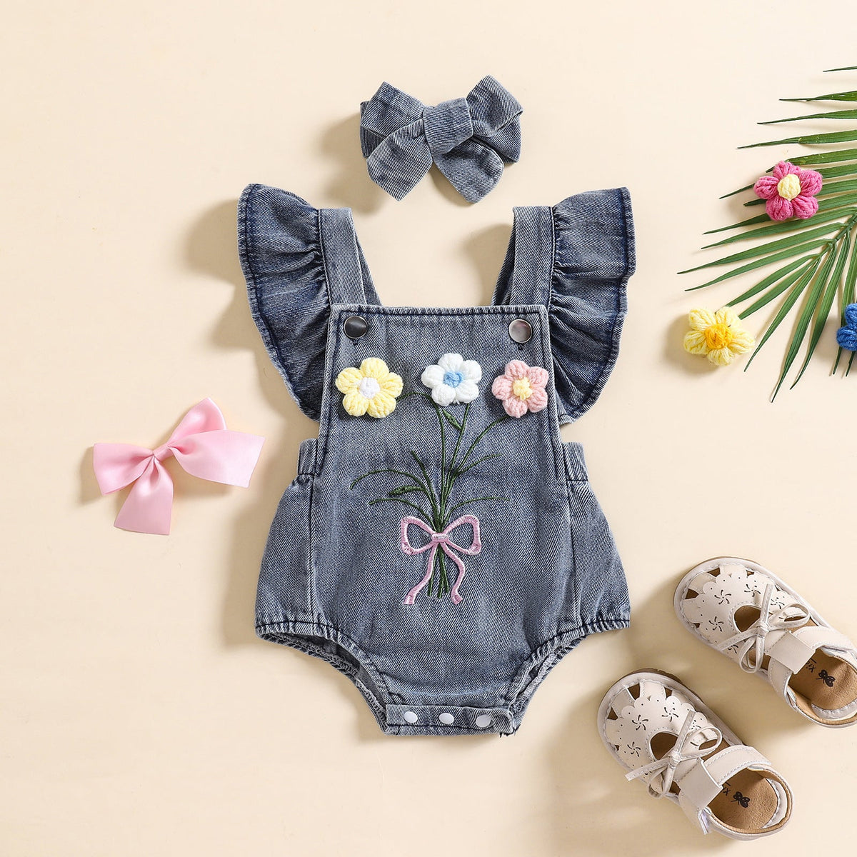 Triangle One-piece Romper Headscarf Cute(Available)