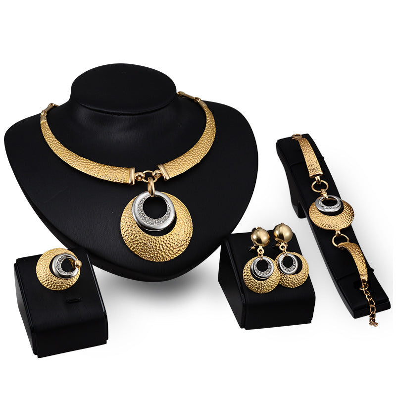Gold Four-piece Necklace, Earrings And Jewelry Set (Available)