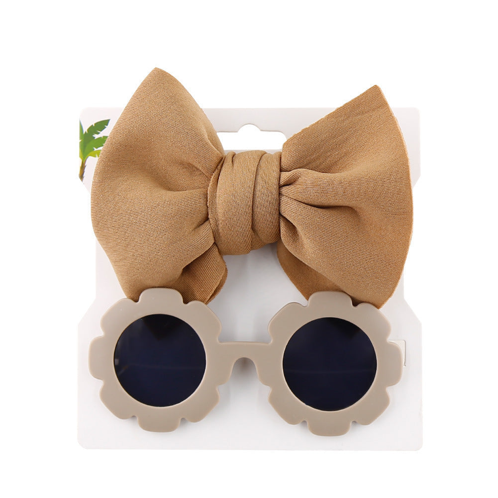 Children's Sunshade Sunglasses Bow Hair Band Two-piece Set (Available)