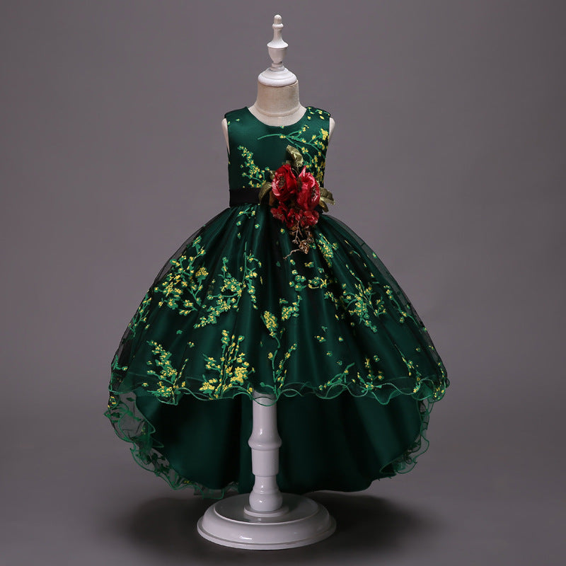 Mesh Print Dress Handmade Three-dimensional Flower Performance Skirt