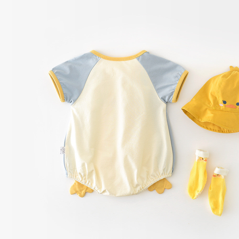 Newborn Contrast Color Short-sleeved Rompers 52857 (Available)