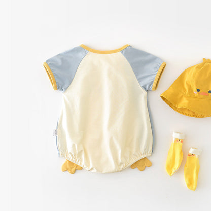 Newborn Contrast Color Short-sleeved Rompers 52857 (Available)