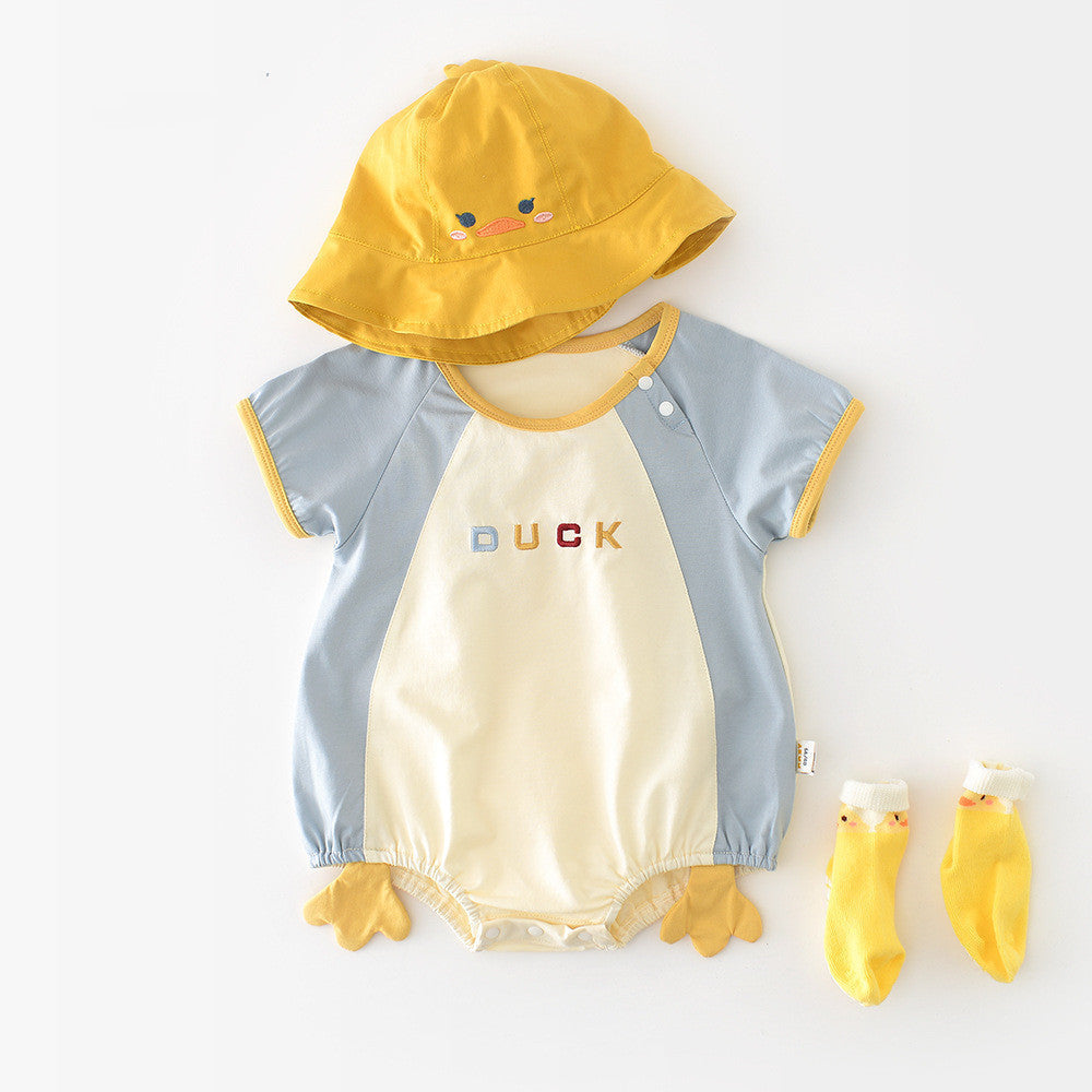 Newborn Contrast Color Short-sleeved Rompers 52857 (Available)