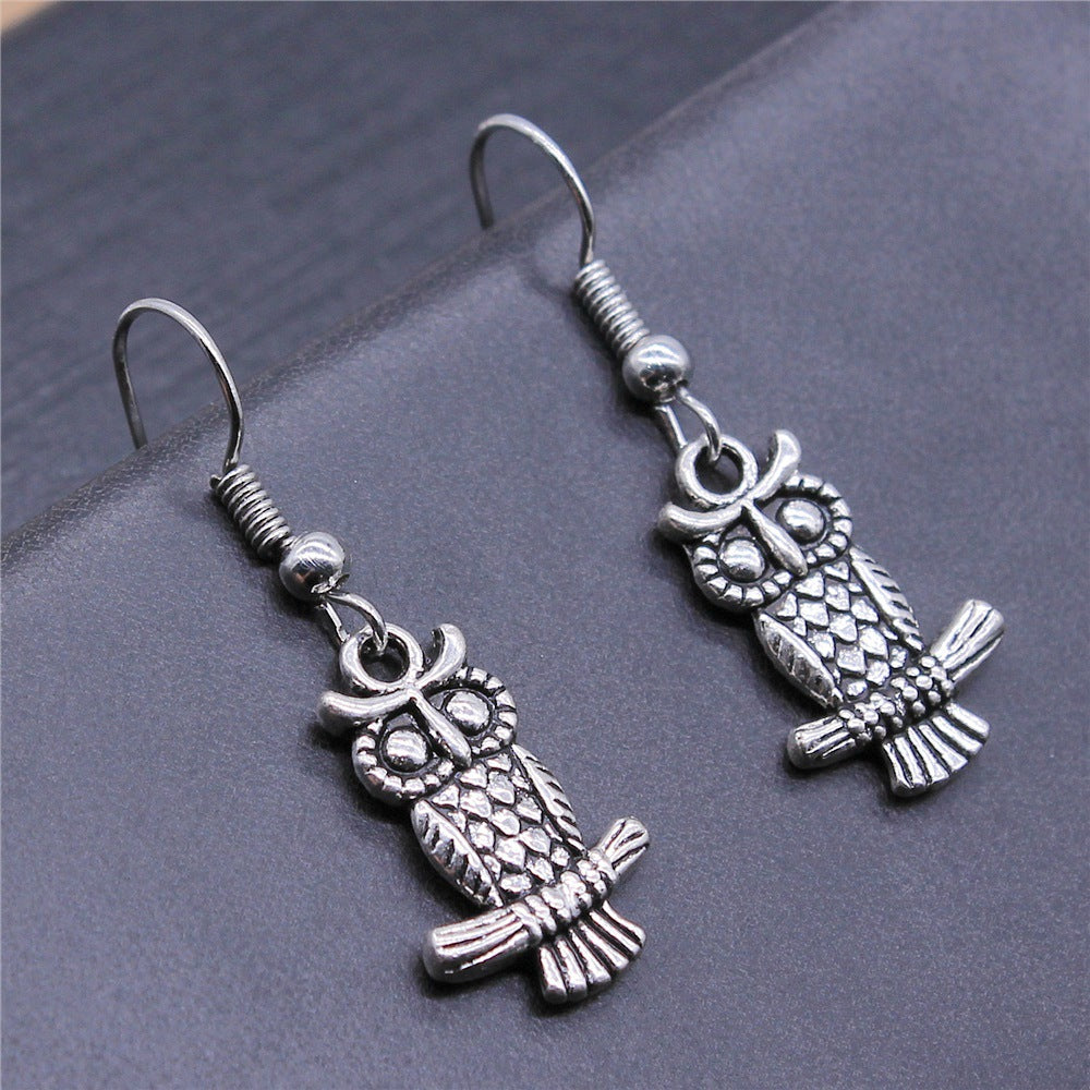 Women's Retro Minimalist Double-Sided Owl Earrings