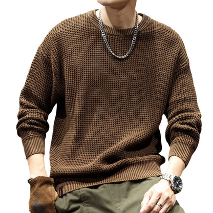 Thick Needle Retro Men's Loose Bottoming Round Neck Sweater