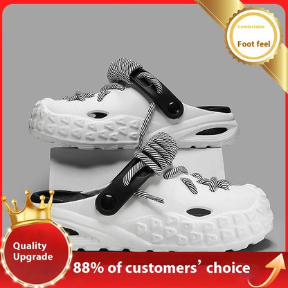 Hole Shoes Men's Summer Outdoor Closed Toe Poop Feeling Couple Half Slippers Beach Sandals (Available)