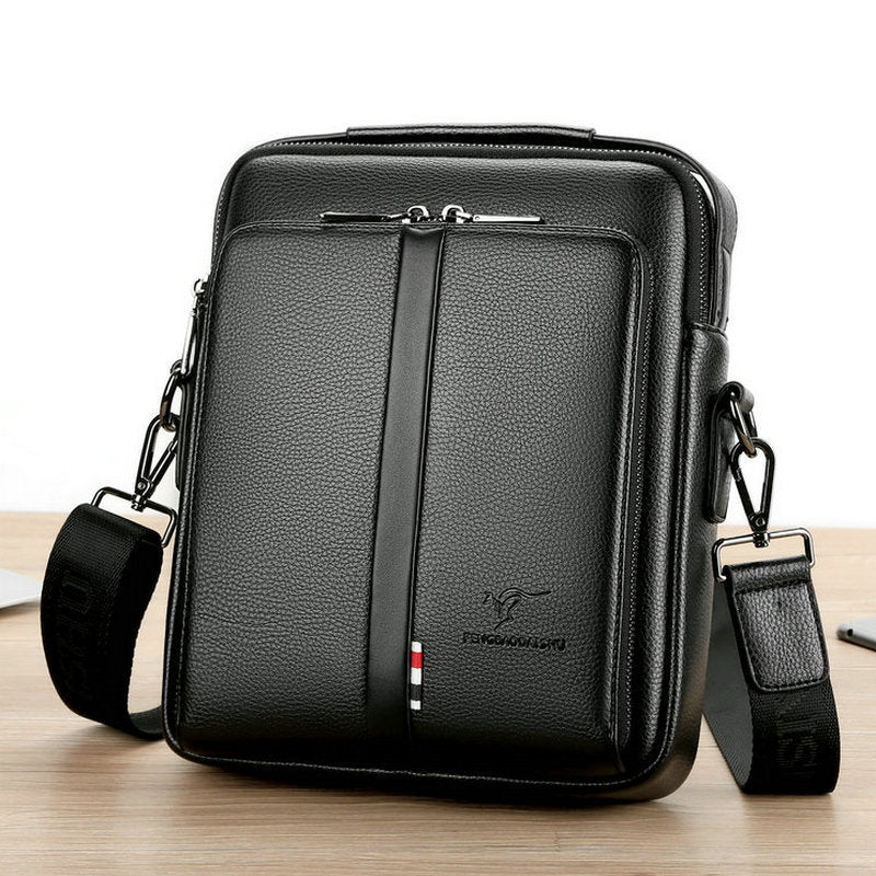 Men's Business Casual Crossbody Vertical And Portable Design Large Capacity Shoulder Leather Backpack  ( Available )