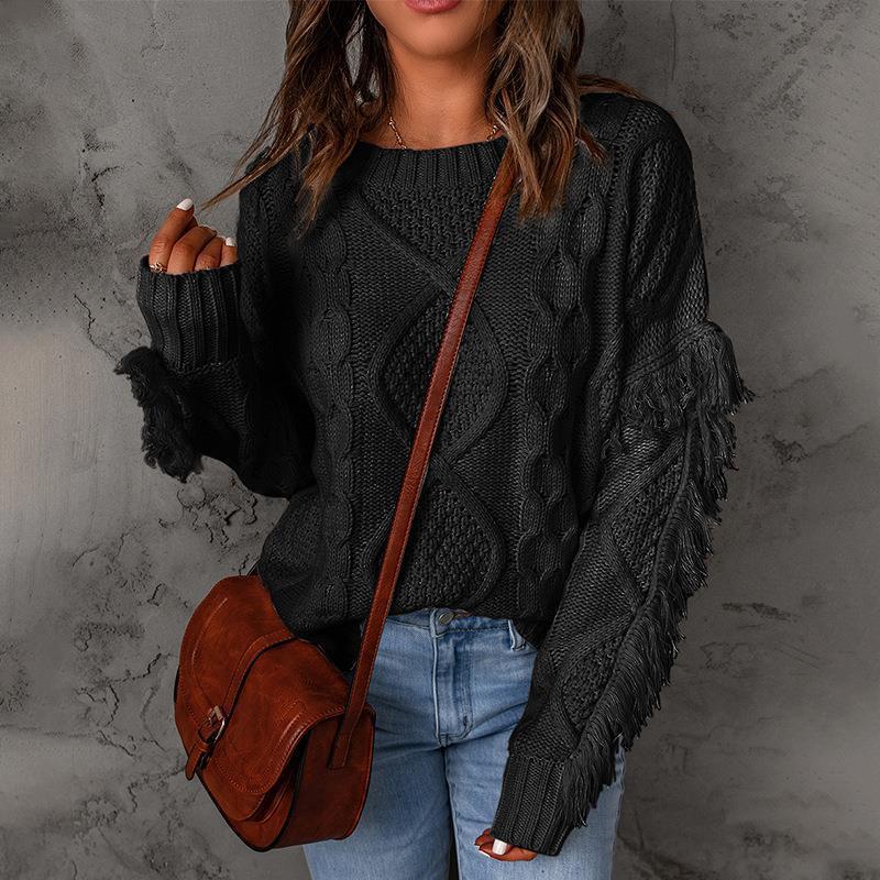 Fashion Pullover Round Neck Knitted Sweater For Women