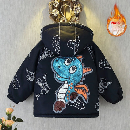 Boys' Autumn And Winter Clothes Velvet Padded Thickened Coat