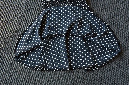 Round Neck Off-the-shoulder Polka-dot Fungus-trimmed Midi Dress