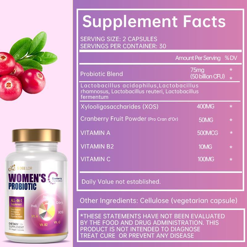 Bronson's Women's Probiotics Contain The Prebiotic Cranberry D-mannose To Support Healthy Digestion, Immunity, And Urinary Tract Care.